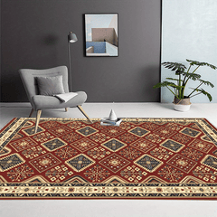 Bohemian Red Classic Pattern Large Carpet Soft Living Room Bedroom