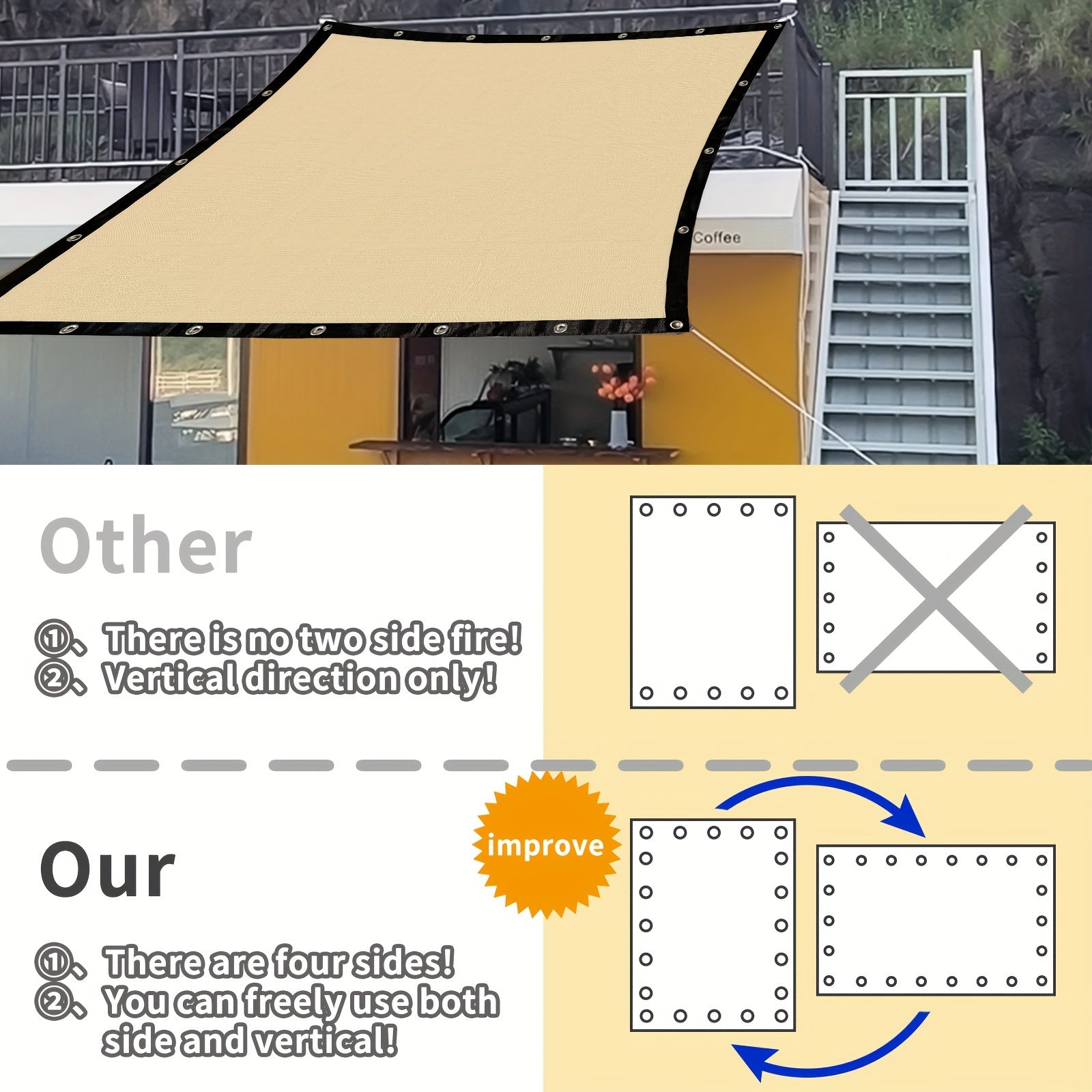 Beige Sunshade Sail for Outdoor Activities