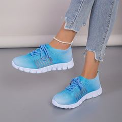 Women's Gradient Mesh Running Shoes Comfortable Lace Up Low Cut Sneakers