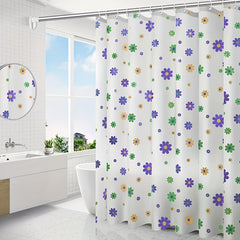 Purple Flower Shower Curtain PEVA Fabric Colorful Wildflower Shower Curtains