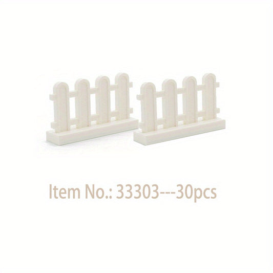 30pcs Building Block Scenes Fence Handrail Pen Railing Compatible Parts Model