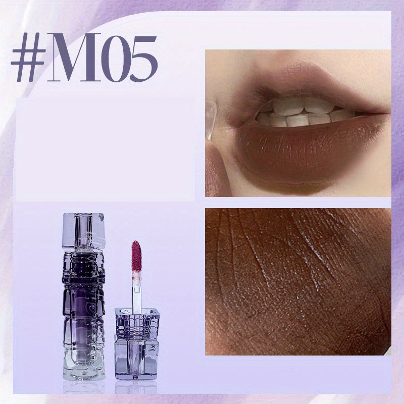 Matte Lip Glaze & Brown Lip Contouring Gloss, Plumping Effect, Transparent Tube