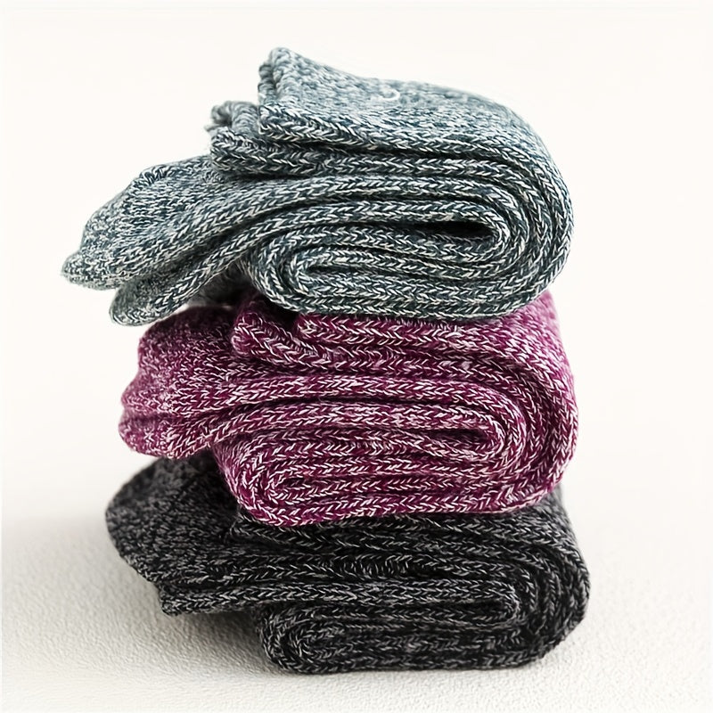 5 Pairs Women's Mid Tube Solid Socks, Comfy & Warm Stockings