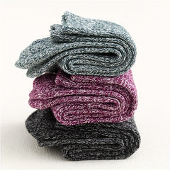 5 Pairs Women's Mid Tube Solid Socks, Comfy & Warm Stockings
