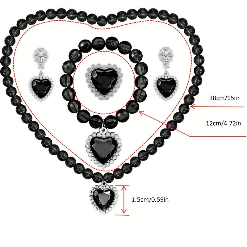 Gothic Cartoon Mask Bow Hairband Necklace Earrings Set