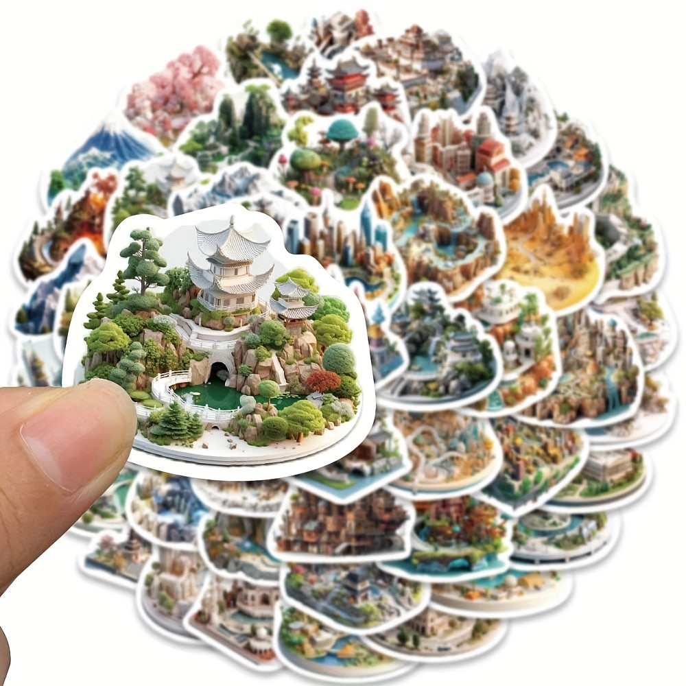 50 PCS 3D Castle World Stickers Waterproof Decals for Luggage