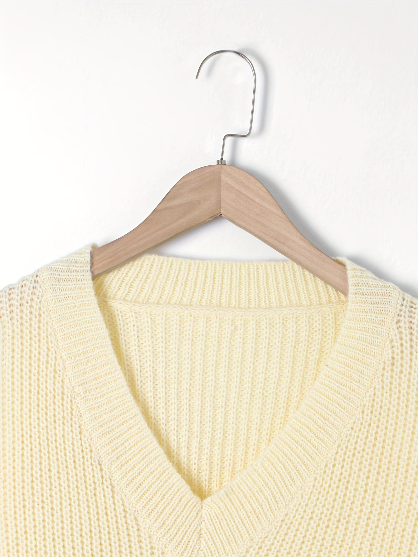 Women's Plus V-Neck Sweater Solid Long Sleeve Pullover Jumper