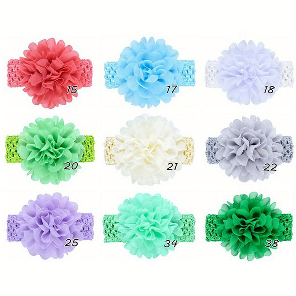 9pcs Floral Hollow Elastic Headbands for Baby Girls