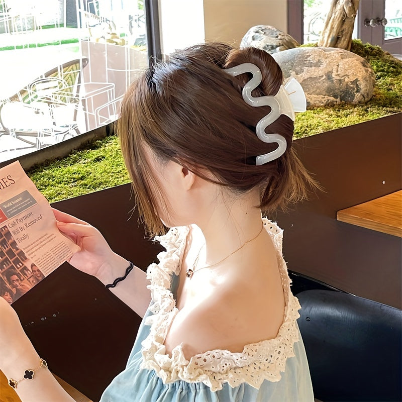 5pcs Jelly Hair Claw Wavy Hair Claw Non-slip Ponytail Holder