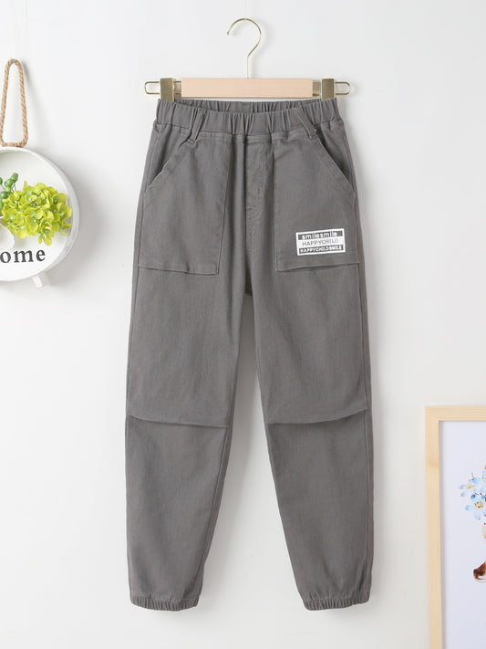 Boys Cotton Cargo Pants Elastic Waistband Kids Clothes