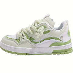 Women's Thick Sole Lace-up Skate Shoes Lightweight Low Casual Sneakers