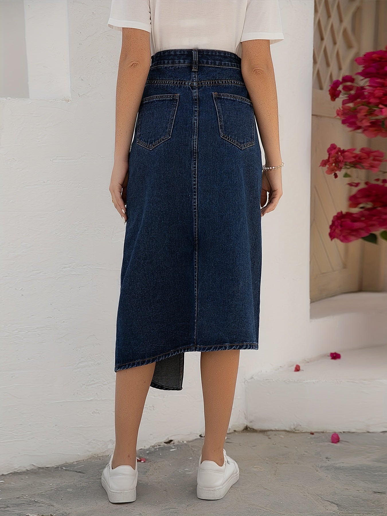 Asymmetric High Waist Skirt Denim Dress