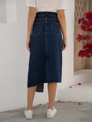 Asymmetric High Waist Skirt Denim Dress