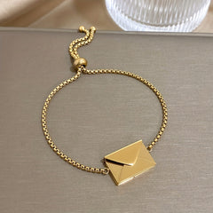 18K Plated Stainless Steel Envelope Pendant Bracelet