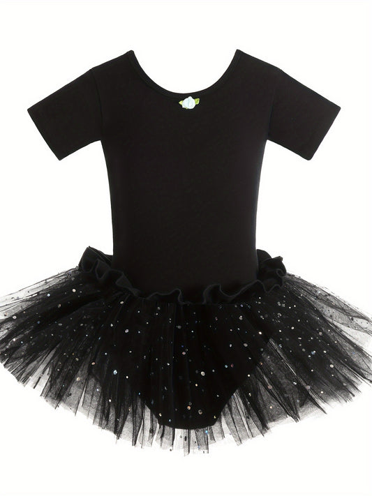 Girls Cotton Sequin Tutu Leotard Ballet Dance Suit