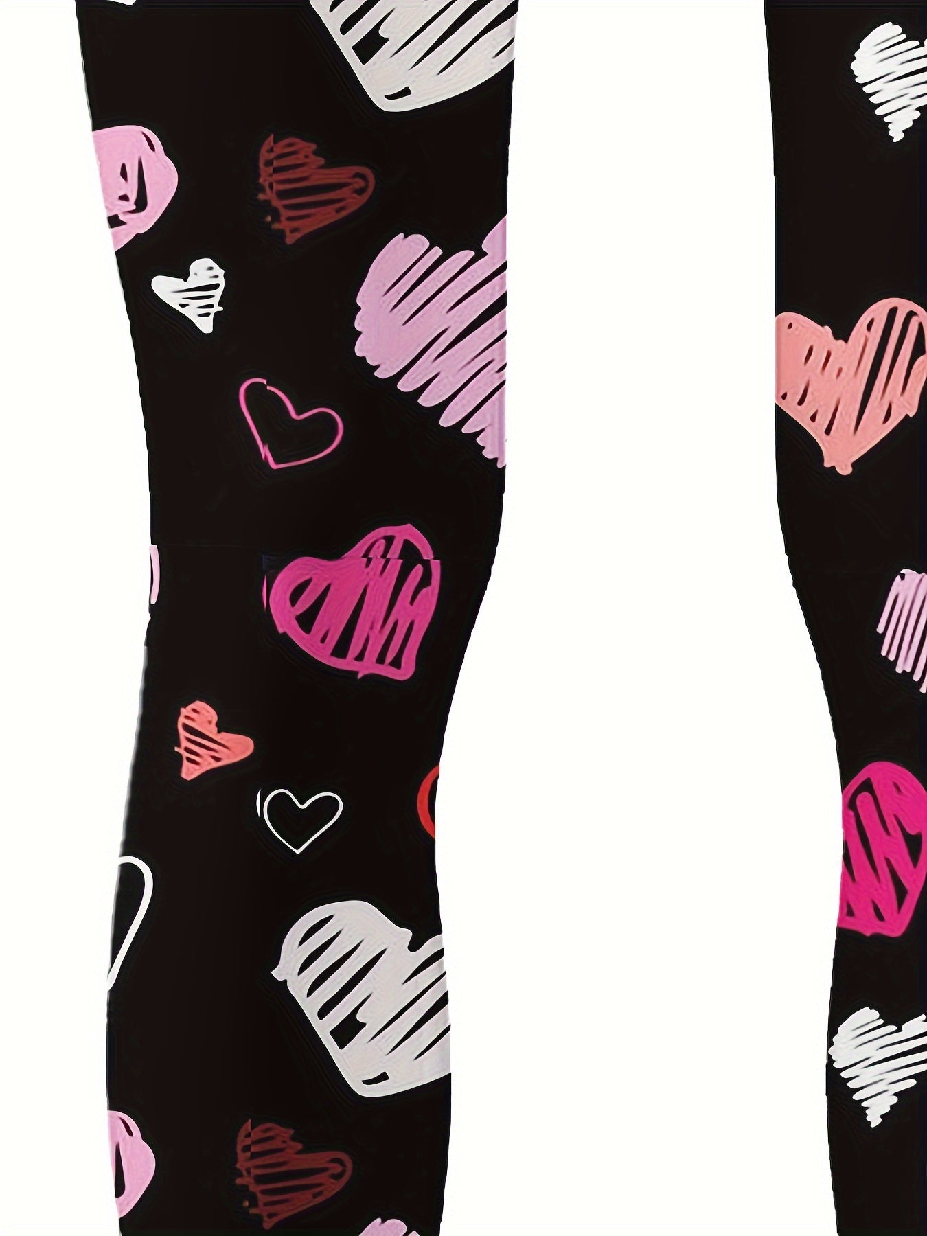 Heart Painting Graphic Leggings Girls Thick Leggings for Spring