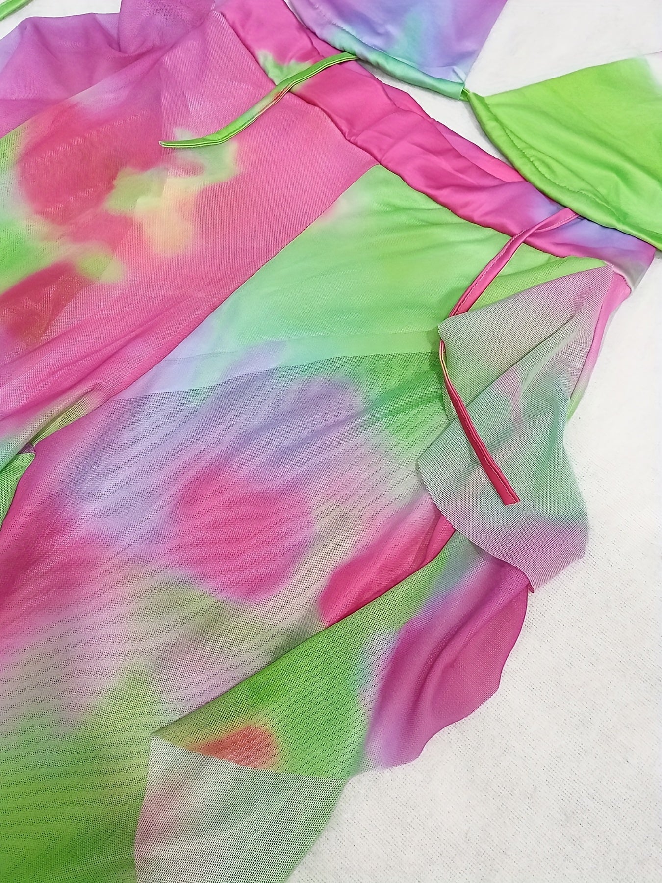 Tie Dye Sexy 2pc Spaghetti Top & Ruffle Pants Beach Set Women's