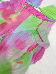 Tie Dye Sexy 2pc Spaghetti Top & Ruffle Pants Beach Set Women's