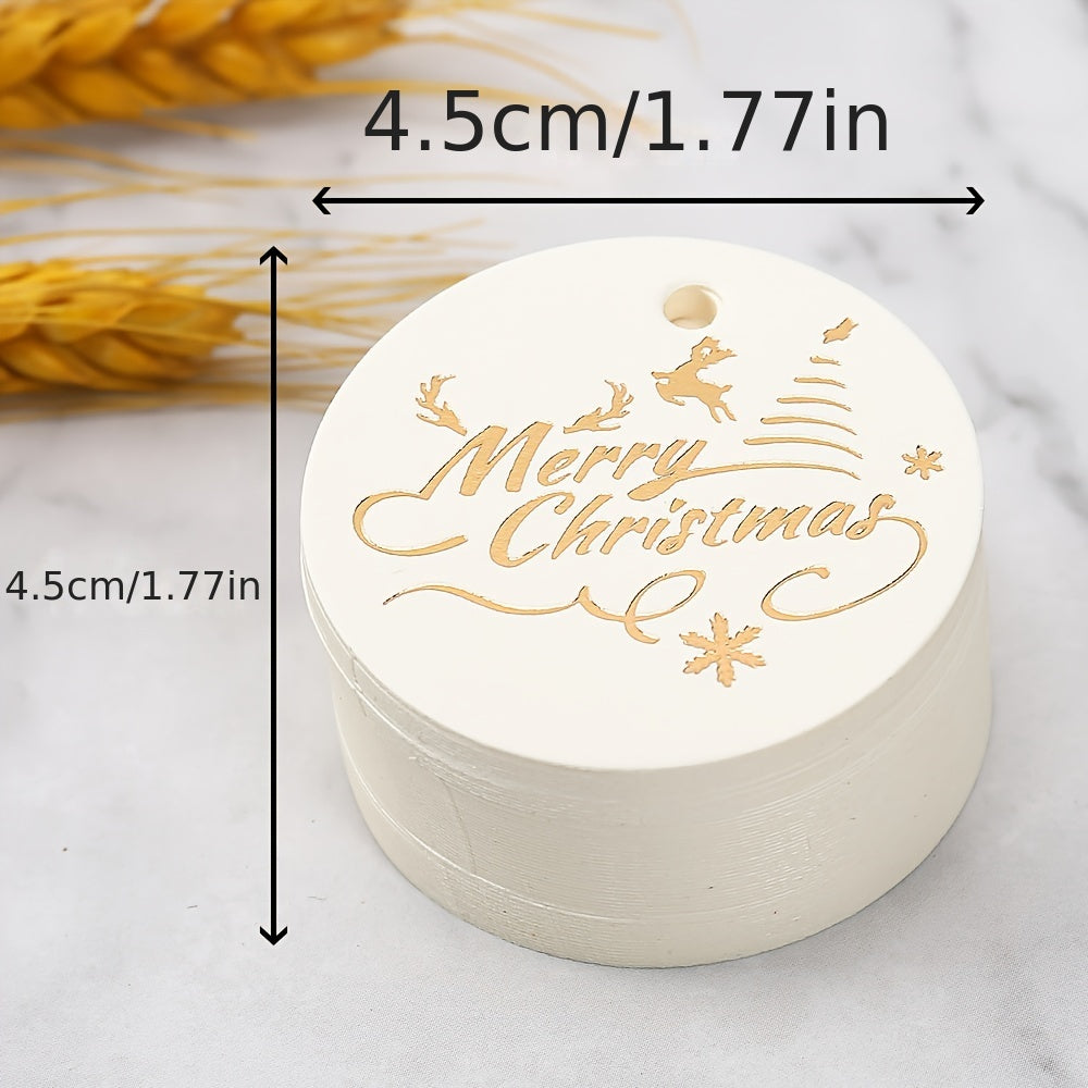 100pcs Round Golden Foil Christmas Gift Tags DIY Holiday