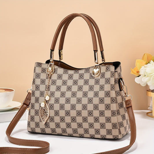 Vintage Pattern Handbag Classic Shoulder Work Bag Women's All Match Satchel Bag