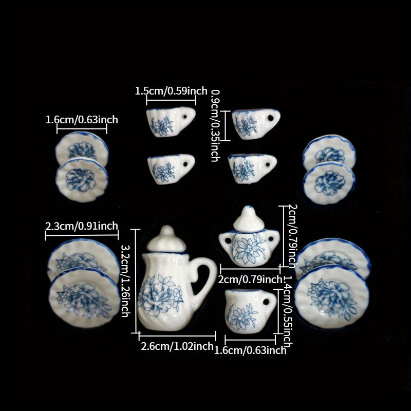 Mini Ceramic Tea Set Dollhouse Accessory Retro Model Decoration