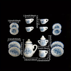 Mini Ceramic Tea Set Dollhouse Accessory Retro Model Decoration