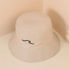 Beige Embroidery Fishermans Hat Small Basin Cap for Outdoor Activities All Seas