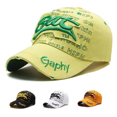 Letter Embroidery Ripped Baseball Cap Candy Cotton Sun Hat Lightweight Unisex