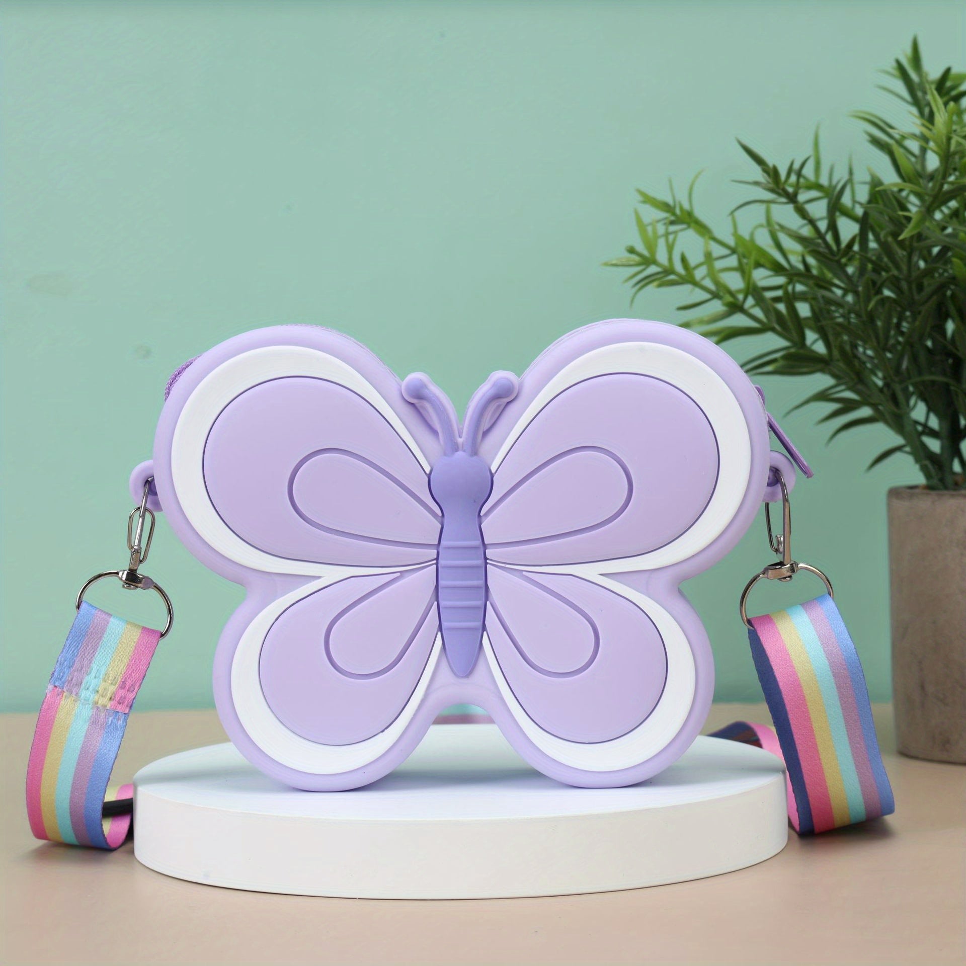 Butterfly Silicone Coin Purse Zipper Crossbody Bag Messenger Bag
