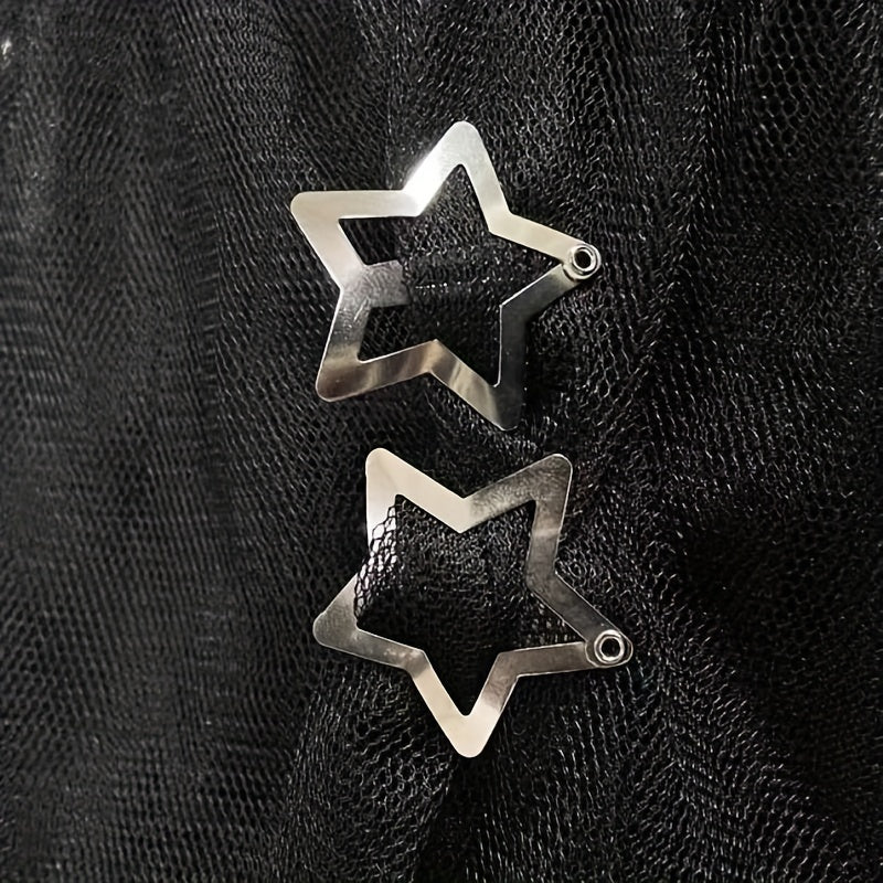 50pcs Y2K Hollow Star Snap Hair Clip For Bangs Braids Girls