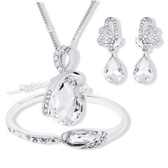 Water Drop Necklace Set with Butterfly Earrings