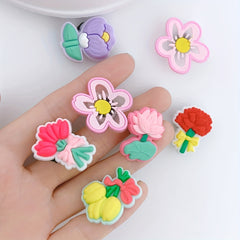 16pcs Flower Shape Shoe Charm PVC Rubber Clogs DIY Accessories