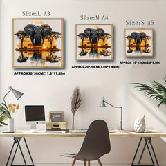Elephant Forest Wooden Jigsaw Puzzle Vibrant Sunset Unique Animal Shapes