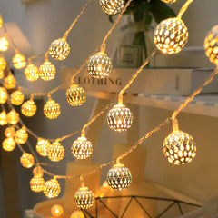 Metal String Lights Moroccan Ball Lamp String Yard Light