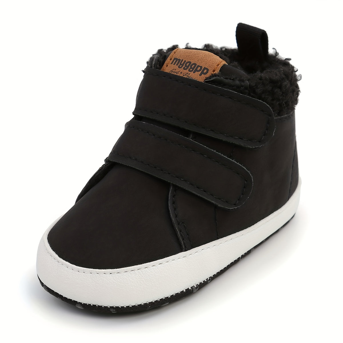 Cozy Hook and Loop Baby Boys Boots - Soft & Warm Fleece Lined Winter Shoes