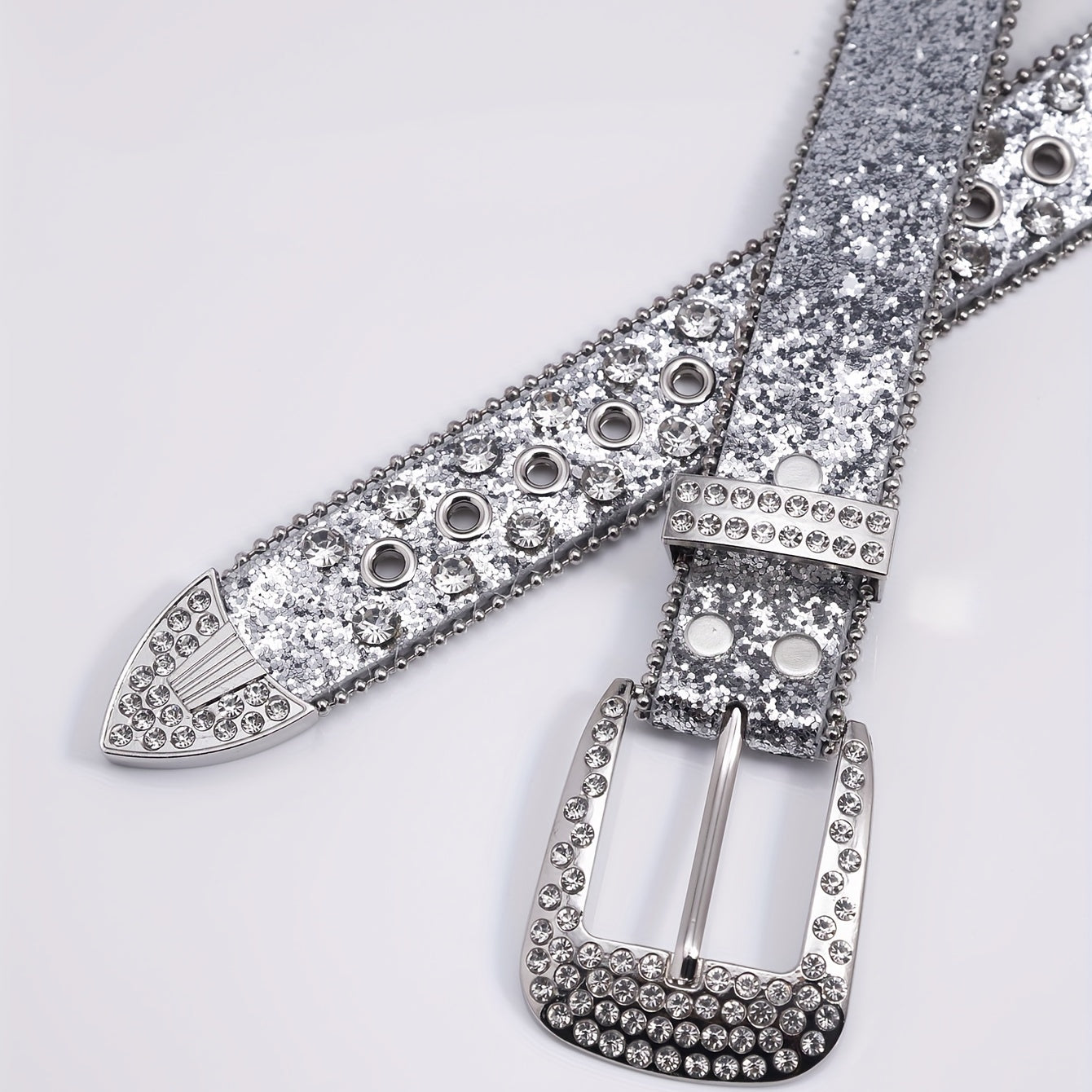 Men's Faux Diamond Leather Belt for Jeans Trousers