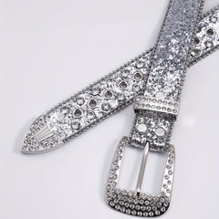 Men's Faux Diamond Leather Belt for Jeans Trousers