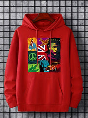 Men's Patchwork Graphic Hoodie Casual Slightly Stretch