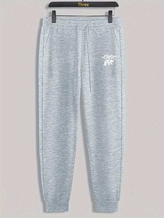 Bear Letter Mama Print Men's Pants Drawstring Sweatpants