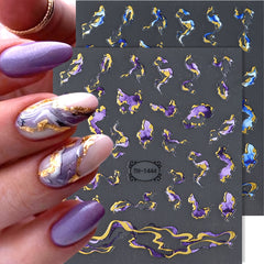 6-Piece Marble Nail Art Decals Set with Foil Ribbons and Gradient