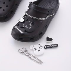 8pcs Cartoon Shoe Charm Set with Chain for Sandal Slipper
