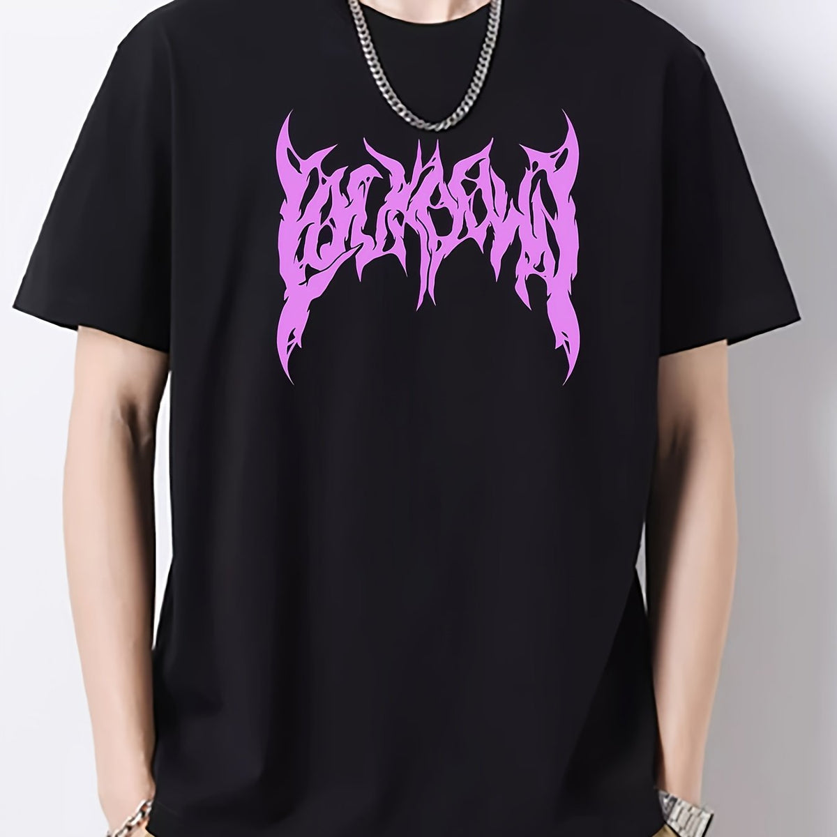 Men's Slim Fit T-shirt Creative Letters Print Spring Summer Top