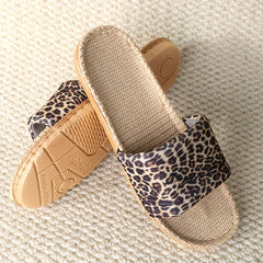 Leopard Print Slide Sandals for Women