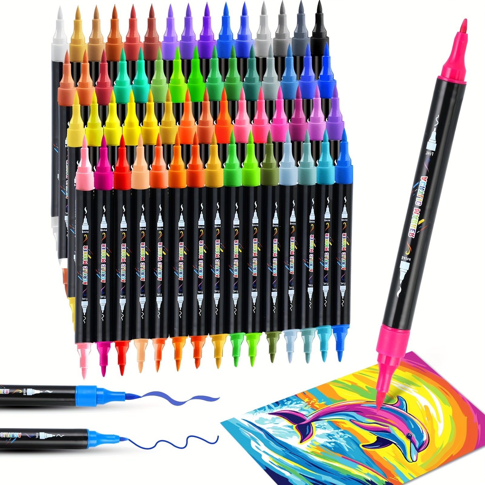 Acrylic Paint Markers Dual Tip Pens for Adults Eggs Wood Rock Plastic