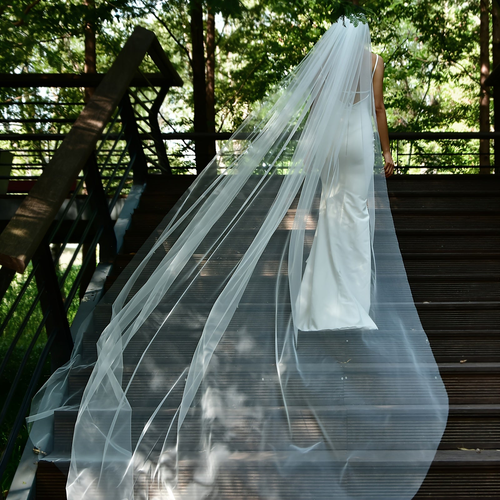 Long Train Bridal Veil with Comb Soft Tulle Wedding Accessory