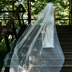 Long Train Bridal Veil with Comb Soft Tulle Wedding Accessory