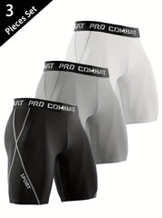 3 Pcs Men's Quick Drying Compression Sports Boxers Shorts