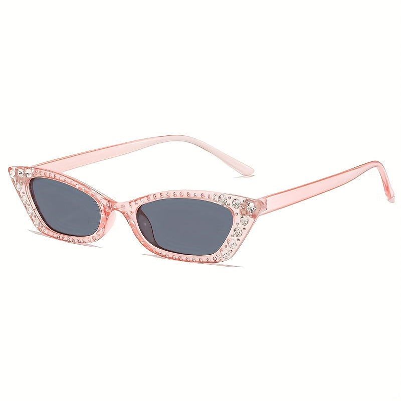 Y2K Rhinestone Cat Eye Sunglasses UV400 Sun Shades Vacation