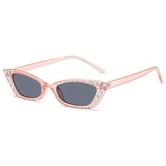 Y2K Rhinestone Cat Eye Sunglasses UV400 Sun Shades Vacation
