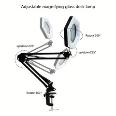 LED Clamp Magnifying Lamp With Cover Metal Magnifying Lamp With Stand